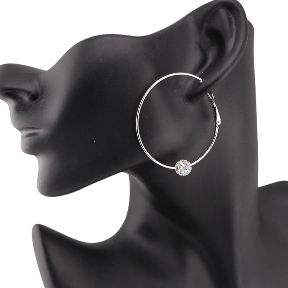 Mixit Large Silver Hoop Earrings AB Rhinestone Fireball Hypoallergenic NWT
